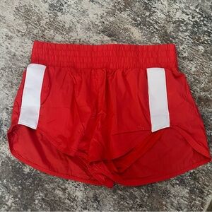 JoyLab Red Athletic Shorts with White Stripes